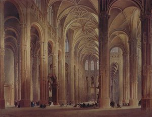 El interior de San Eustaquio, París, siglo XIX
